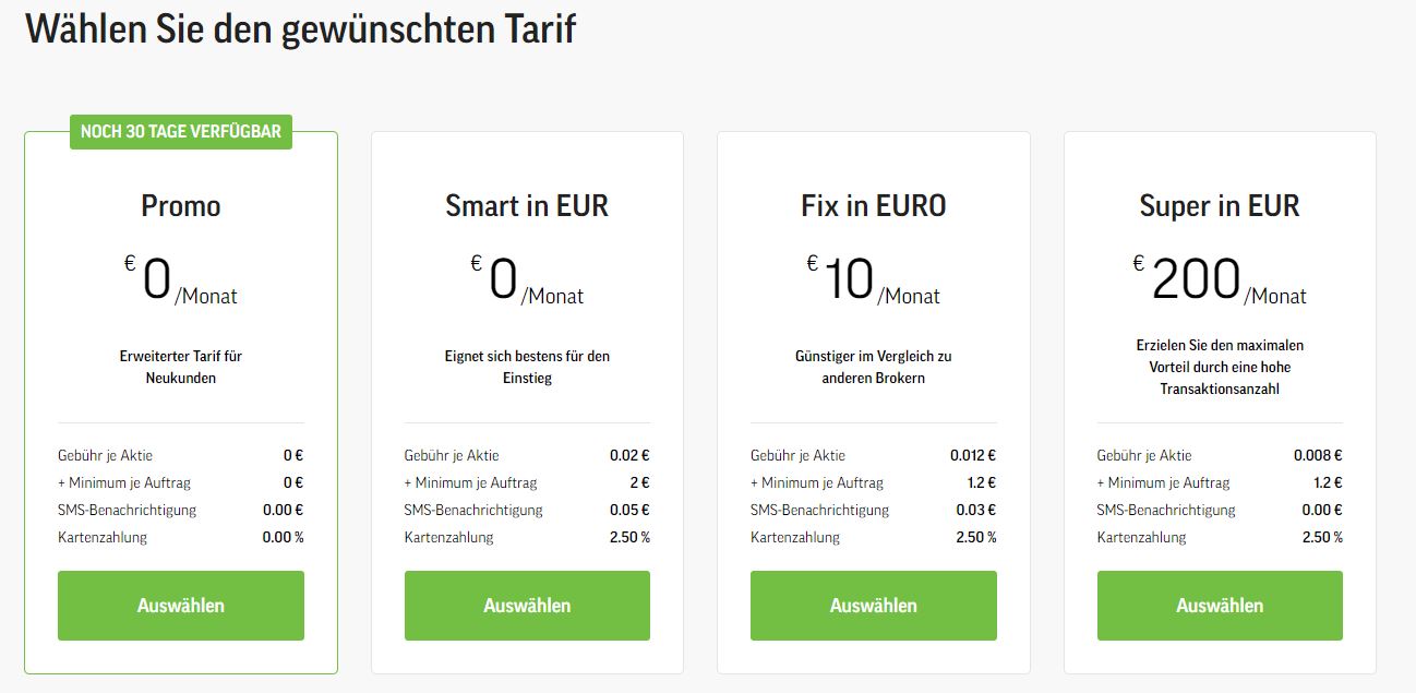 Wählen Sie den gewünschten Tarif hier